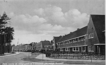 Louise de Collignypl-1933-001.jpg - Hoek Louise de Colignyplein, , Frederik Hendriklaan in villapark “de Hooge Dennen''. Louise de Coligny was de 4e echtgenote van Prins Willem 1 van Oranje. Foto gemaakt in 1933.